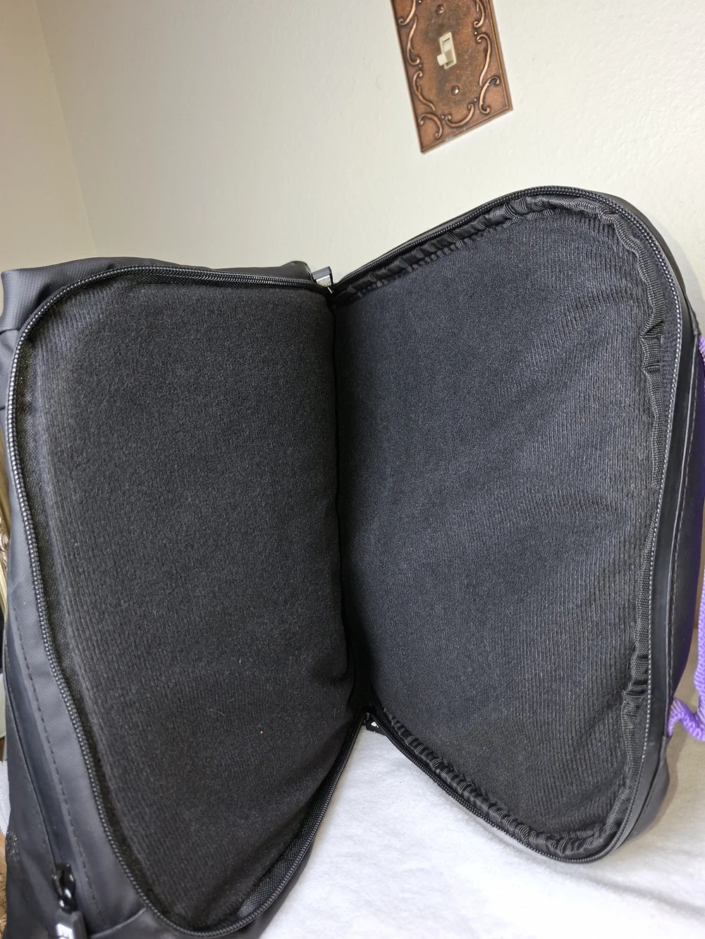 Black and Purple Roll-Top Backpack